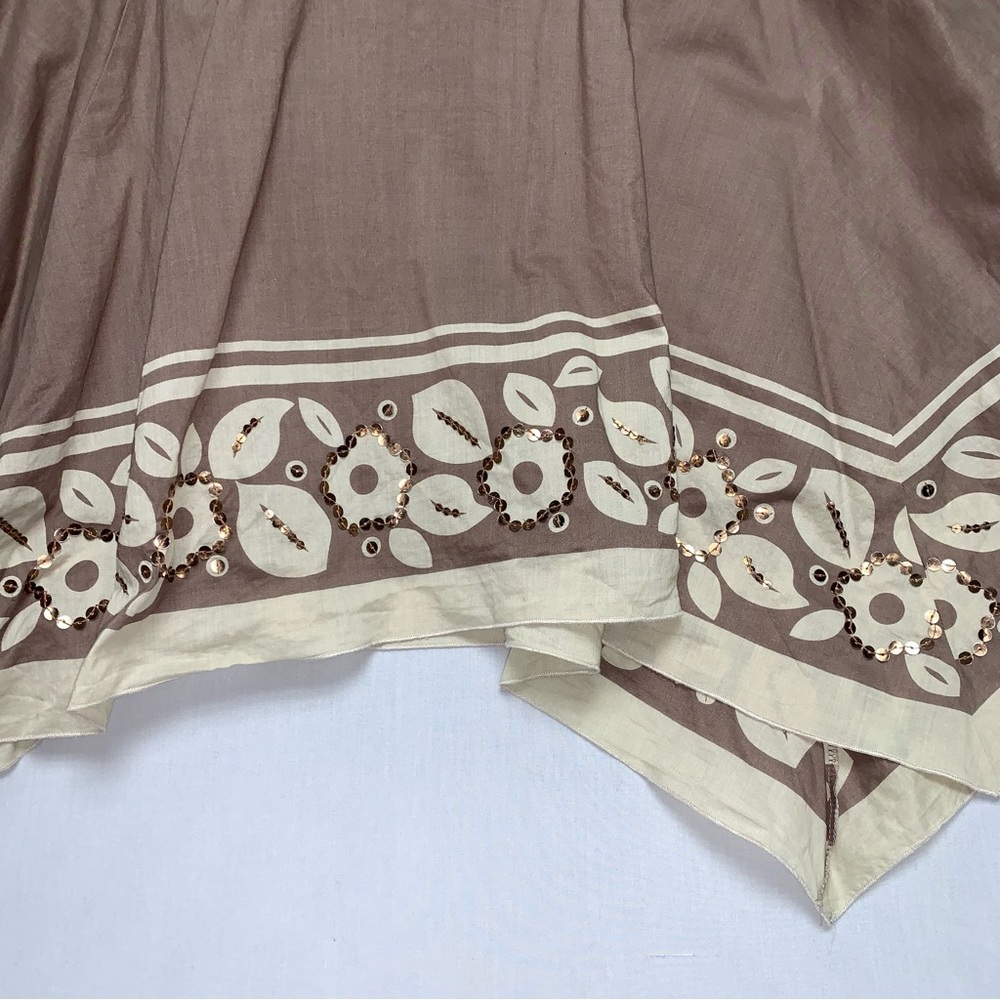 Forever 21 Tan Handkerchief Skirt Women’s Medium Sequin Appliqué Circle Skater - Picture 5 of 11